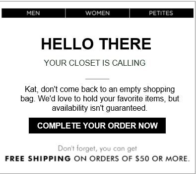 Cart reminder