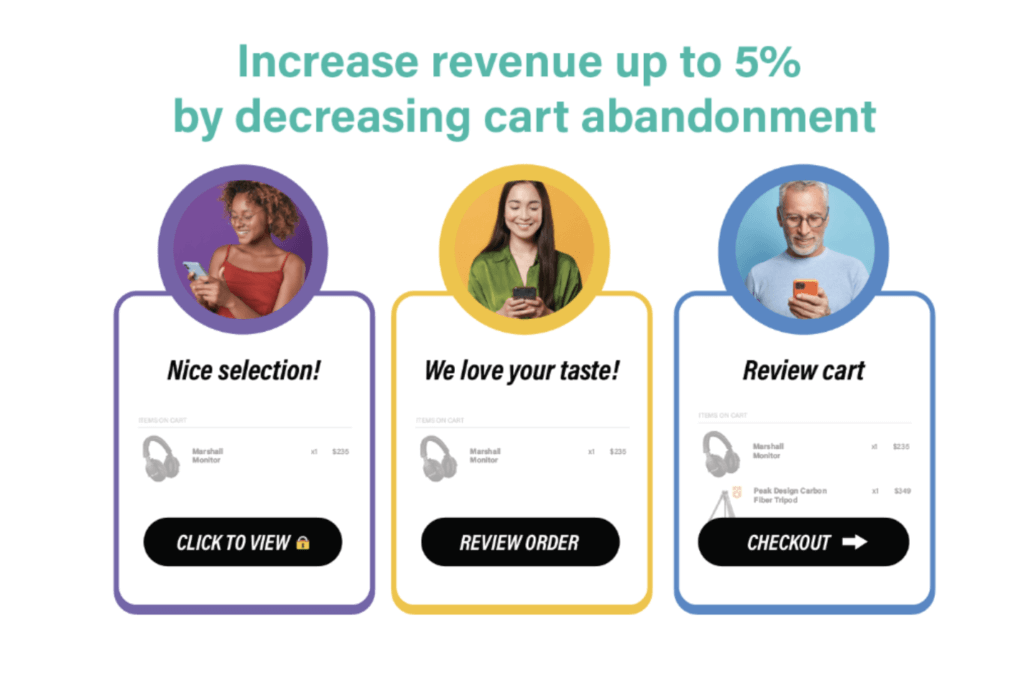 Three different online shoppers get different messages in the online cart 